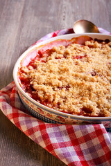 Fruit and coconut crumble cake