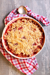 Fruit and coconut crumble cake