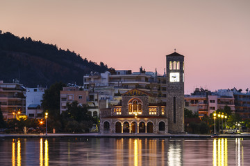 Church at the seafront of Volos city as seen early in the morning.
