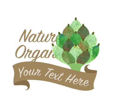 Colorful watercolor texture vector nature organic vegetable banner artichoke
