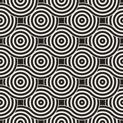 Vector seamless geometric pattern composed with circles and lines. Modern stylish rounded stripes texture. Repeating abstract background