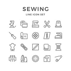 Set line icons of sewing