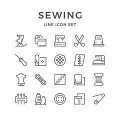Set line icons of sewing