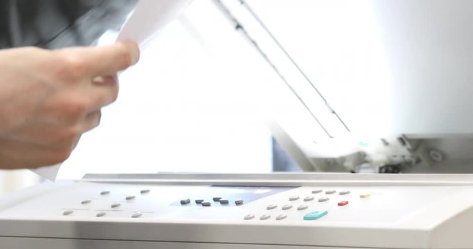 Hand copy on office printer. 4k UHD 2160p