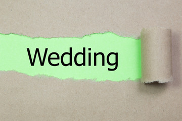 wedding word writing on the torn paper