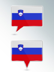 Set of pointers. The national flag of Slovenia on the location indicator. Vector illustration.