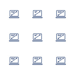 A picture depicting different diagonals of laptop screens