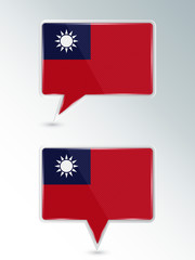 Set of pointers. The national flag of Taiwan on the location indicator. Vector illustration.