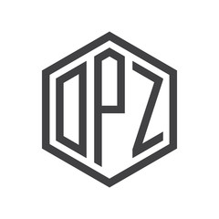 three-letter initials hexagon logo black