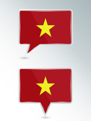Set of pointers. The national flag of Vietnam on the location indicator. Vector illustration.