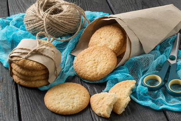 Homemade cookies with onion, sesame and spices