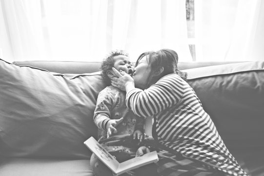 Grandson Cringes While Getting A Kiss From Grandmother