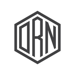 three-letter initials hexagon logo black