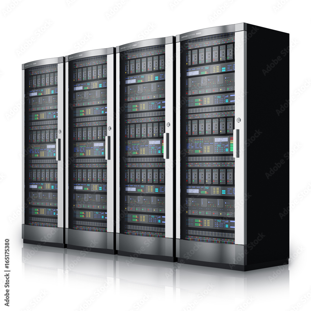 Aufkleber row of network servers in data center