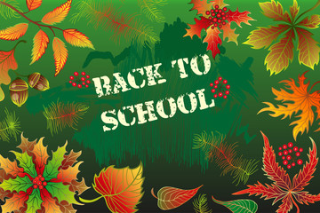 Fototapeta premium back to school background with autumn leaves
