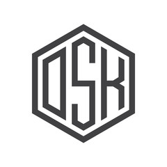 three-letter initials hexagon logo black