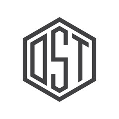 three-letter initials hexagon logo black