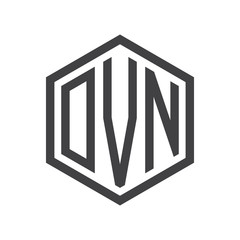 three-letter initials hexagon logo black