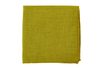 Green folded textile napkin on white
