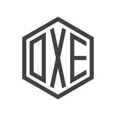 three-letter initials hexagon logo black