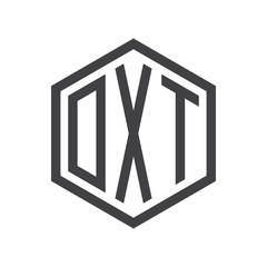 three-letter initials hexagon logo black