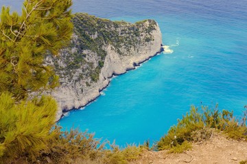 Navagio beach in greece island Zakynthos