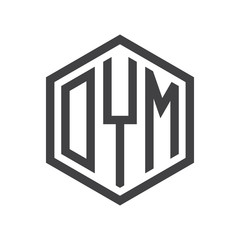 three-letter initials hexagon logo black