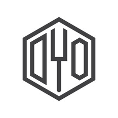 three-letter initials hexagon logo black