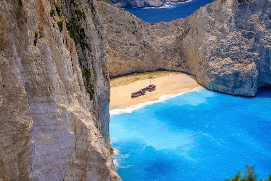 Navagio beach in greece island Zakynthos