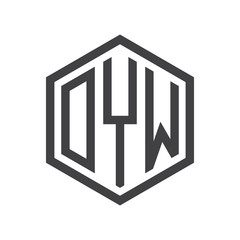 three-letter initials hexagon logo black