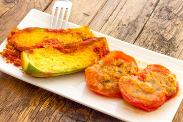 Stuffed tomatoes and Zucchini