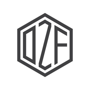 three-letter initials hexagon logo black