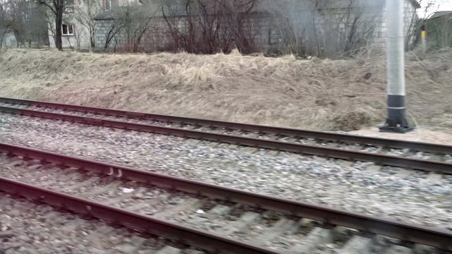 View of passing landscape from a train window