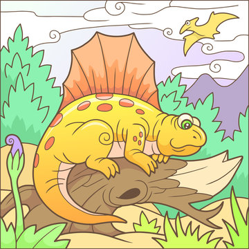 Cartoon funny Dimetrodon, funny image