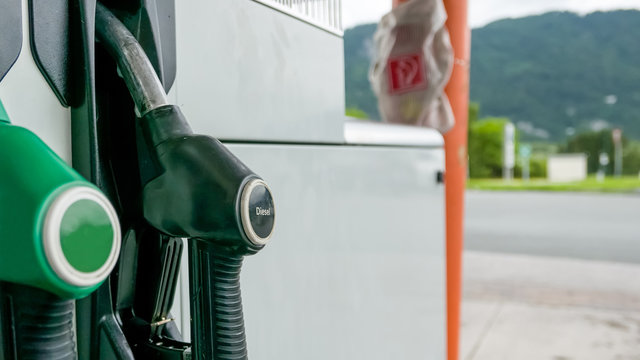 Diesel fuel pump at gas station