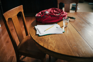 homework on the kitchen table