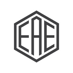 three-letter initials hexagon logo black