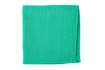 Green textile napkin on white