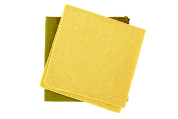 Yellow and green textile napkins on white