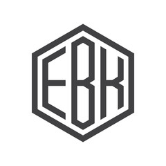 three-letter initials hexagon logo black