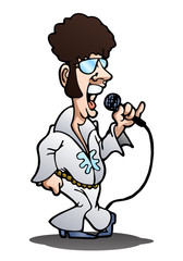 retro singer dancing on isolated white