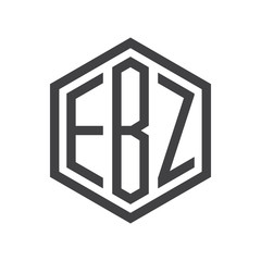 three-letter initials hexagon logo black