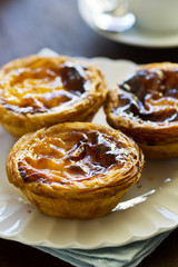 Pasteis de Nata or Belém, Portuguese Custard Tarts, In a Cafe