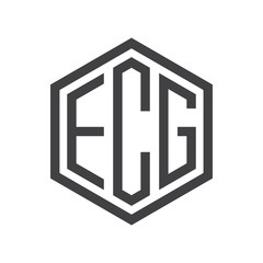 three-letter initials hexagon logo black
