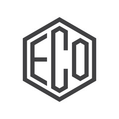 three-letter initials hexagon logo black