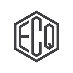 three-letter initials hexagon logo black