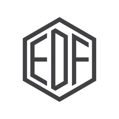 three-letter initials hexagon logo black