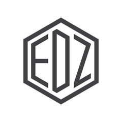 three-letter initials hexagon logo black