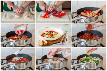 A Step by Step Collage of Making Fish Stew