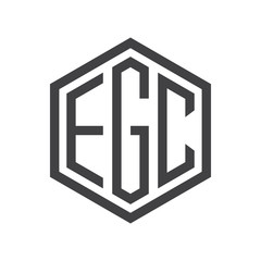 three-letter initials hexagon logo black